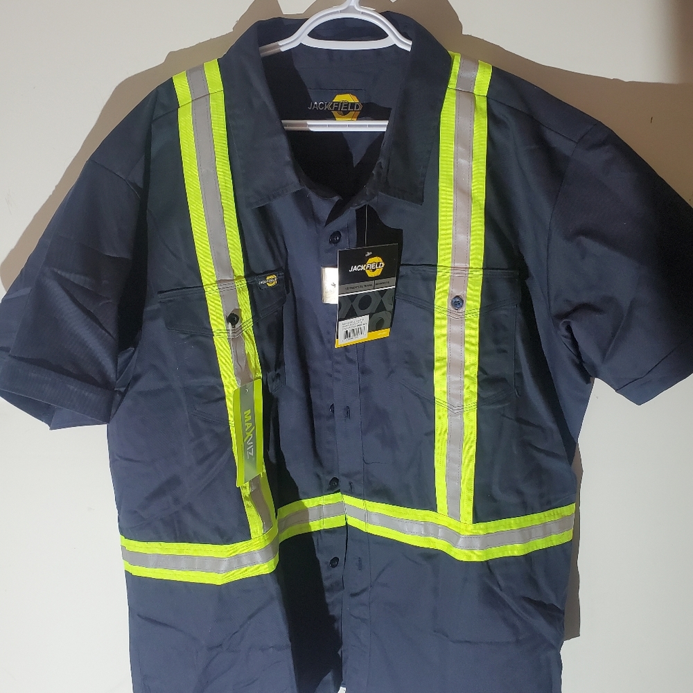 Hi-viz button up short sleeve work shirt